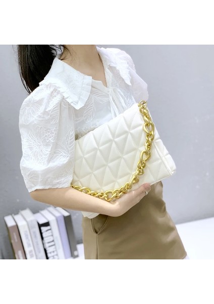 Patlıcan Tarzı Metal Zincir Vintage Zincir Kadın Çantası Yumuşak Deri Ed Omuz Çantaları Yeni Moda Tasarım Postacı Çantaları Yumuşak Flap Kadın Çanta Etiket Yok (Yurt Dışından)
