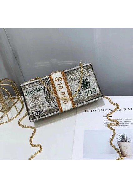 B Çantası Altın Tarzı Yeni Kristal Para Usd Çantaları Dolar Tasarımı Lüks Elmas Akşam Çantaları Parti Çanta El Çantaları Düğün Yemeği Çantaları ve El Çantaları (Yurt Dışından) fiyatları