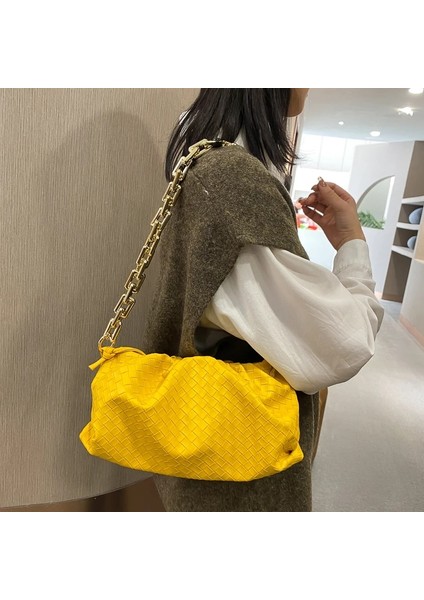 Kırmızı Stil Bulut Koltukaltı Kadın Zincir Çanta Örgü Kesesi Lüks Debriyaj Bayanlar Omuz Sa Tasarımcı Çanta Deri Messenger Çanta Bolso (Yurt Dışından) modelleri