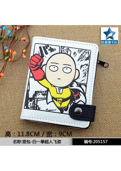 Tek Yumruk Adam 1 Tarzı Anime One Punch Man Pu Beyaz Sıfır Cüzdan Iç Fermuarlı Cebi Madeni Para Cüzdanı (Yurt Dışından)