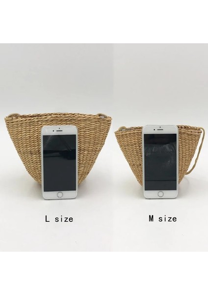 L Beden Omuzdan Askili Çanta Modeli El Yapımı Kadın Küçük Omuz Çantası Yaz Hasır Plaj Çantaları Rattan Dokuma Crossbody Çanta Bohem Postacı Çantaları Örme Çanta (Yurt Dışından) fırsatları