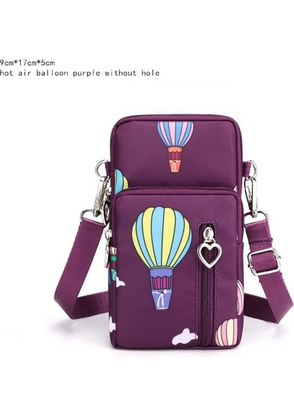 Balon Mor Tarzı Kadın Moda Omuz Çantası Oxford Su Geçirmez Çanta Bilek Kılıfı Cüzdan Spor Müzik Cep Telefonu Çantası Kızlar Için Crossbody Çanta (Yurt Dışından)