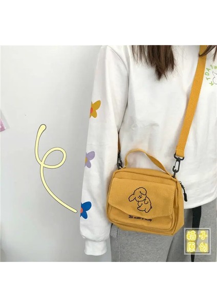 Floresan Yeşil Tarzı Kadın Postacı Çantaları Bayanlar Kanvas Baskılı Sevimli Zarf Çanta Bayan Tatlı Karikatür Öğrenci Omuz Çantası (Yurt Dışından) fırsatları