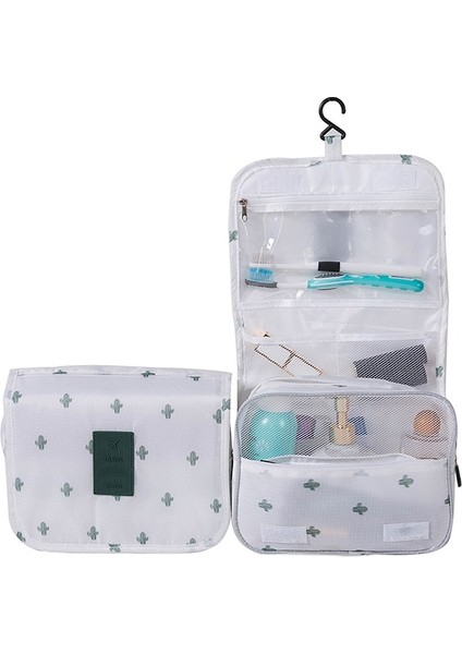 Mavi Çiçek Stili Yüksek Li Kadın Makyaj Çantaları Seyahat Kozmetik Çantası Tuvalet Organizatör Su Geçirmez Depolama Neceser Asılı Banyo Yıkama Torbası (Yurt Dışından) fırsatları