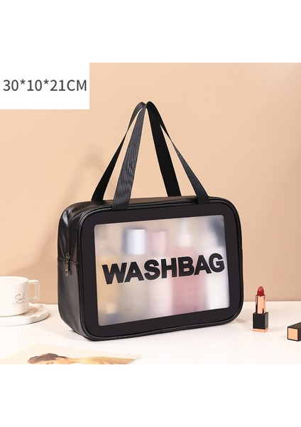 Large Black A Style Fudeam Pu Kadın Seyahat Saklama Çantası Tuvalet Organize Su Geçirmez Pvc Kozmetik Çantası Taşınabilir Şeffaf Makyaj Çantası Kadın Yıkama Torbası (Yurt Dışından)