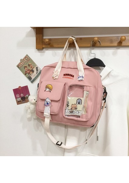 Hayranları-Pembe Tarzı Aksesuarlarla Wtuq Kore Kawaii Kadınlar Çok Fonksiyonlu Sırt Çantası Kadın Şeffaf Cep Schoolbag Genç Kızlar Için Yeni Seyahat Omuz Çantaları (Yurt Dışından)