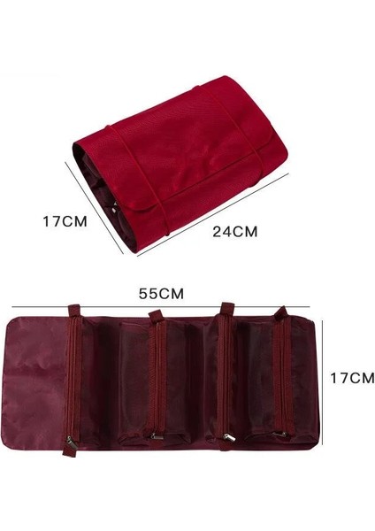 Şarap Kırmızısı Stili Yeni Çok Fonksiyonlu Kozmetik Çantası Wome Moda Seyahati Için Ayrılabilir Büyük Kapasiteli Makyaj Çantaları ve Kullanışlı Yıkama Çantaları (Yurt Dışından)