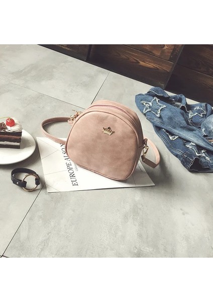 Pembe Tarzı Kadın Çantası Yeni Omuz Çantası Moda Çanta Telefon Çanta Imperial Crown Pu Deri Kadın Küçük Kabuk Crossbody Çanta (Yurt Dışından)