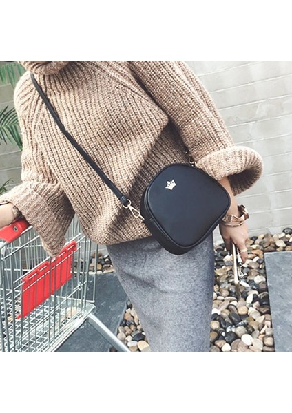 Pembe Tarzı Kadın Çantası Yeni Omuz Çantası Moda Çanta Telefon Çanta Imperial Crown Pu Deri Kadın Küçük Kabuk Crossbody Çanta (Yurt Dışından) modelleri