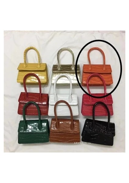Orta Turuncu Stil Mini Small Square Bag Fashion New Pu Leather Women's Handbag Crocodile Pattern Chain Shoulder Messenger Bags (Yurt Dışından)