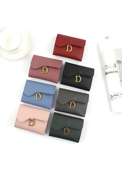 Siyah D Stili Cüzdan Kadın Deri Kredi Kartı Sahibi Bozuk Para Cüzdanı Kart Çanta D Harfi Yeni Moda Yumuşak Pu Lüks Debriyaj Kat Bayan Çanta (Yurt Dışından)