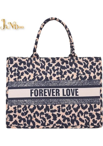 Leopar Tarzı 36CM-14CM-27CM Lüks Denim Leopar Büyük Kapasiteli Kadın Omuz Çantaları Kadın Tasarımcılar Mektup Baskı Alışveriş Çantası Kadınlar Için Moda Çanta (Yurt Dışından)