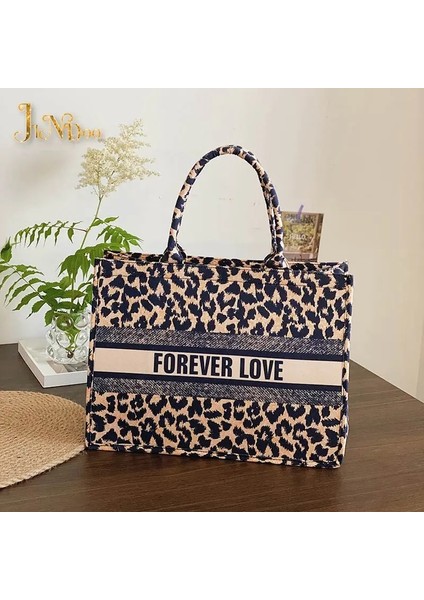 Leopar Tarzı 36CM-14CM-27CM Lüks Denim Leopar Büyük Kapasiteli Kadın Omuz Çantaları Kadın Tasarımcılar Mektup Baskı Alışveriş Çantası Kadınlar Için Moda Çanta (Yurt Dışından) modelleri