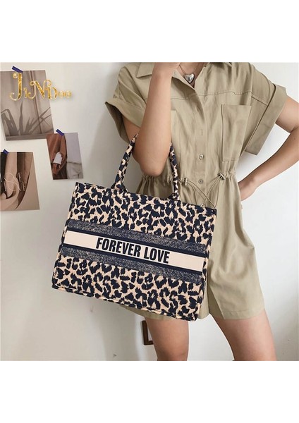 Leopar Tarzı 36CM-14CM-27CM Lüks Denim Leopar Büyük Kapasiteli Kadın Omuz Çantaları Kadın Tasarımcılar Mektup Baskı Alışveriş Çantası Kadınlar Için Moda Çanta (Yurt Dışından) fırsatları