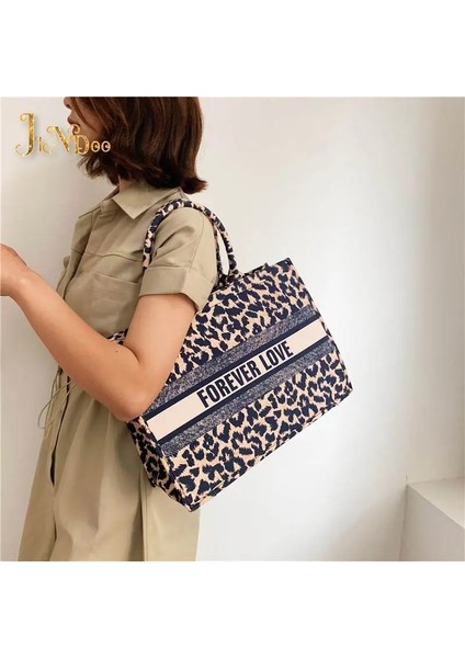 Leopar Tarzı 36CM-14CM-27CM Lüks Denim Leopar Büyük Kapasiteli Kadın Omuz Çantaları Kadın Tasarımcılar Mektup Baskı Alışveriş Çantası Kadınlar Için Moda Çanta (Yurt Dışından) indirimleri