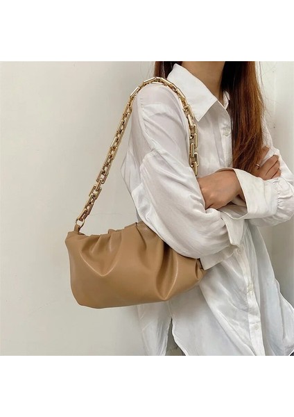 Küçük Yeşil Stil 28X17X9CM 2022 Retro Kadın Köfte Messenger Çanta Tasarımcı Zinciri Yeni Moda Bulut Kadın Crossbody Omuz Çantası Gelgit Çanta Debriyaj Çanta (Yurt Dışından) fırsatları