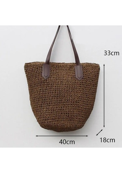 No.27 Tarzı Gusure Dokuma Kamış Örgü Çanta Yuvarlak Hasır Omuz Çantası Küçük Plaj Çantaları Kadın Yaz Hollow El Yapımı Messenger Crossbody Çanta (Yurt Dışından)