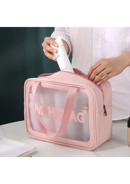 Orta Pembe A Stili Fudeam Pu Kadın Seyahat Saklama Çantası Tuvalet Organize Su Geçirmez Pvc Kozmetik Çantası Taşınabilir Şeffaf Makyaj Çantası Kadın Yıkama Torbası (Yurt Dışından) fırsatları