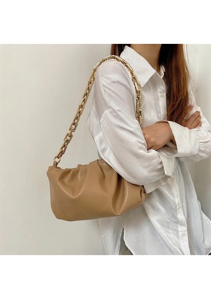 Küçük Mavi Stil 28X17X9CM 2022 Retro Kadın Köfte Messenger Çanta Tasarımcı Zinciri Yeni Moda Bulut Kadın Crossbody Omuz Çantası Gelgit Çanta Debriyaj Çanta (Yurt Dışından) fırsatları