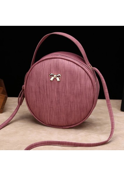 Kensen Shop Pembe2 Tarzı Tasarım Moda Kadın Yuvarlak Çanta Deri Kadın Dairesel Crossbody Omuz Messenger Çanta Bayan Çanta Kadın Bolsa Çanta (Yurt Dışından)