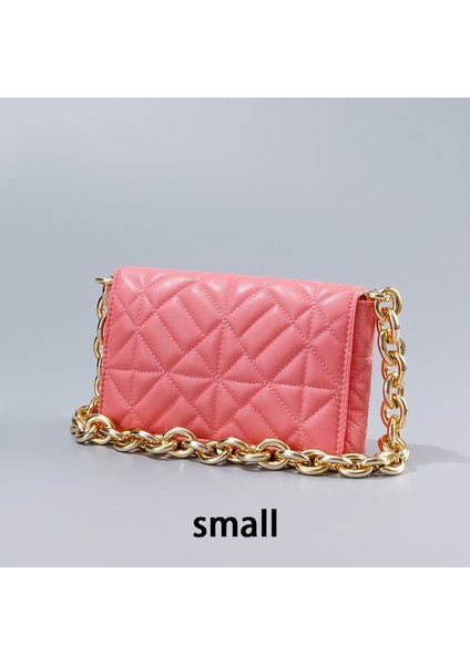 B Pembe Tarzı Plastik Zincir Kadınlar Için Moda Tasarım Omuz Çantası Pu Deri Crossbody Çanta Bayan Küçük Çanta Çanta Tasarım Messenger Çanta Küçük Flap (Yurt Dışından)