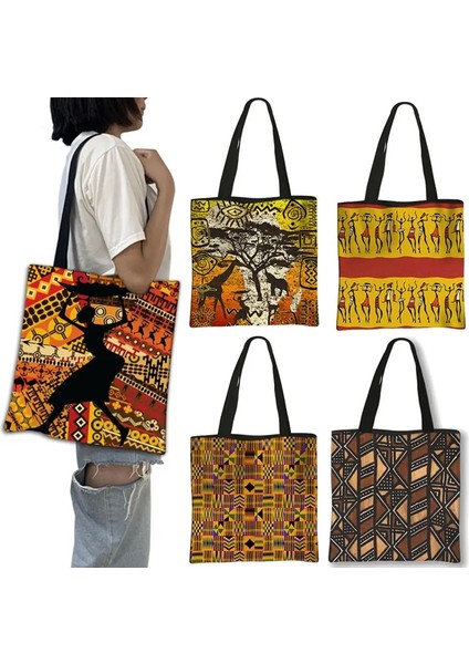 SMSTDAFROP17 Stili 34X34CM Afrika Kadın Tarzı Çanta Afro Bayanlar Geleneksel Baskı Üst Saplı Çanta Kadın Alışveriş Çantası Kızlar Omuz Çantası (Yurt Dışından) fiyatları