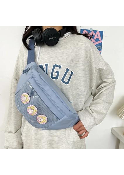 A222-PL Tarzı Kızların Japon Sevimli Büyük Kapasiteli Göğüs Çantası Yeni Günlük Rahat Bel Çantası Düz Renk Tek Omuz Crossbody Çanta Kadın Çantası (Yurt Dışından) fırsatları
