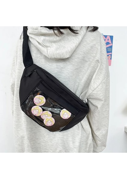 A222-PL Tarzı Kızların Japon Sevimli Büyük Kapasiteli Göğüs Çantası Yeni Günlük Rahat Bel Çantası Düz Renk Tek Omuz Crossbody Çanta Kadın Çantası (Yurt Dışından) indirimleri