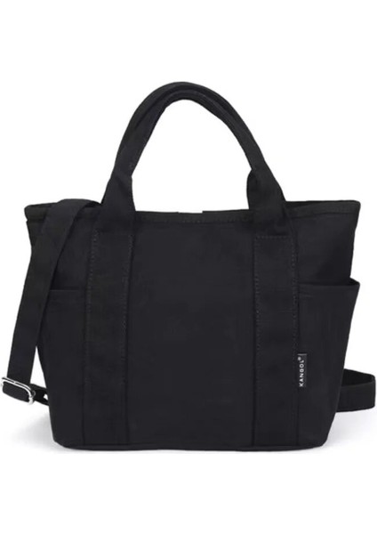 Siyah Stil Orijinal Kangol Kadın Kanvas Tote Çanta Kadın Büyük Kapasiteli Basit Çanta Rahat Su Geçirmez Kumaş Alışveriş Bej Okul Çantası (Yurt Dışından) fırsatları