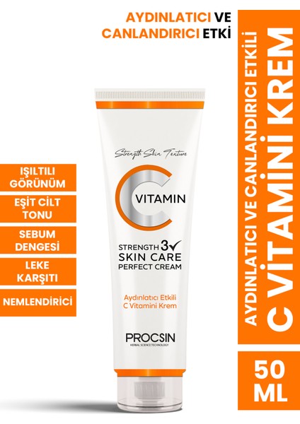 Aydınlatıcı ve Canlandırıcı Etkili C Vitamini Krem 50 ML