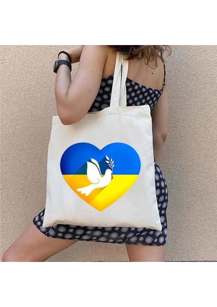 B171 Tarzı 35X40CM Çiçek Ukrayna Bayrağı Ukrayna Arması Ukraynalı Kız Vatansever Kadın Kanvas Omuz Çantası Harajuku Alışveriş Çantaları (Yurt Dışından) modelleri