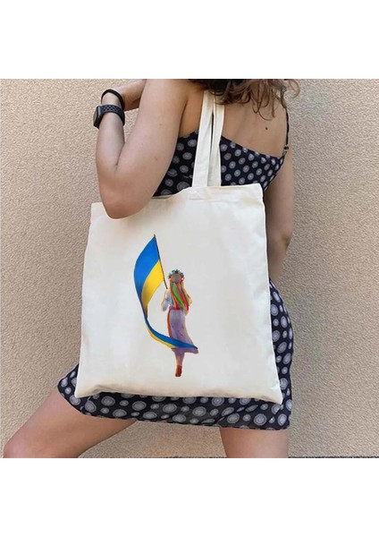 B171 Tarzı 35X40CM Çiçek Ukrayna Bayrağı Ukrayna Arması Ukraynalı Kız Vatansever Kadın Kanvas Omuz Çantası Harajuku Alışveriş Çantaları (Yurt Dışından) fırsatları