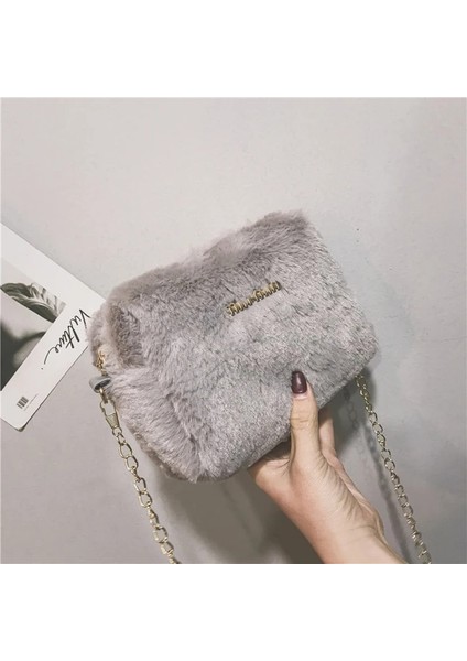 Siyah Stil Kadınlar Için Faux Kürk Crossbody Çanta Sonbahar Kış Peluş Çantalar ve Çanta Kadın Omuz Çantası Kız Cüzdan Iş Seyahat Çantası (Yurt Dışından)