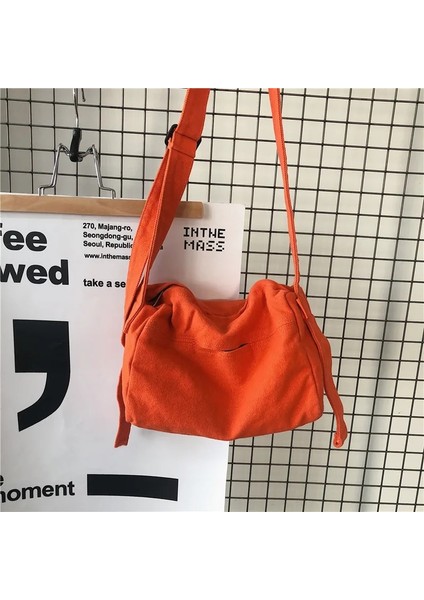 Turuncu Tarzı Kadın High Street Geri Dönüşümlü Pamuklu Kumaş Mini Küçük Boy Yan Sling Omuz Çantası Öğrenci Telefon Kılıfı Klein Mavi Crossbody Çanta (Yurt Dışından)