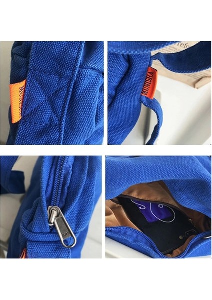 Turuncu Tarzı Kadın High Street Geri Dönüşümlü Pamuklu Kumaş Mini Küçük Boy Yan Sling Omuz Çantası Öğrenci Telefon Kılıfı Klein Mavi Crossbody Çanta (Yurt Dışından) modelleri