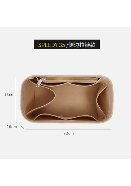 Lavanta Tarzı Keçe Kadın Kozmetik Çantası Organizatör Ekleme Fermuarlı Çanta Tote Şekillendirici Depolama Tote Speedy Için Fit (Yurt Dışından)