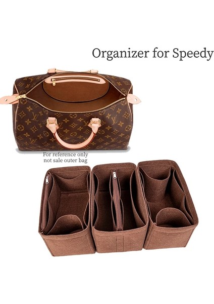 Lavanta Tarzı Keçe Kadın Kozmetik Çantası Organizatör Ekleme Fermuarlı Çanta Tote Şekillendirici Depolama Tote Speedy Için Fit (Yurt Dışından) fiyatları