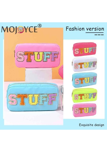 Haki Tarzı Naylon Kozmetik Çantaları Taşınabilir Şeyler Mektup Makyaj Çantası Su Geçirmez Çok Fonksiyonlu Büyük Kapasiteli Fermuar Moda Studen Kalem Kutusu (Yurt Dışından) modelleri