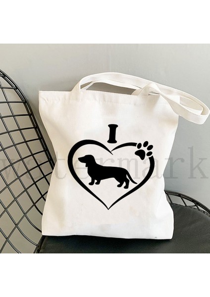 Çok Stil Çift Taraflı Sevimli Hayvan Hayvan Kadın Rahat Alışveriş Çantası Mini Dachshund Köpek Desen Baskı Tuval Bayan Tote Çanta Yeniden Kullanılabilir (Yurt Dışından) indirimleri