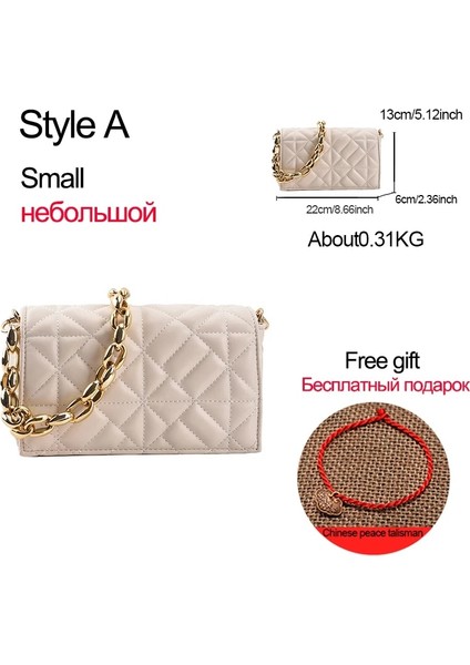 Küçük Beyaz Stil 22CMX13CMX6CM Tasarımcı Ed Düz Renk Kalın Zincir Wome Için Kapitone Omuz Çantaları Yeni Moda Çantalar ve Çanta Debriyaj Flap Tote (Yurt Dışından)