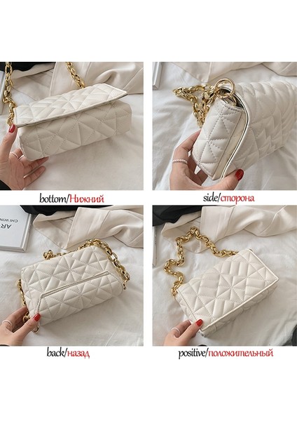 Küçük Beyaz Stil 22CMX13CMX6CM Tasarımcı Ed Düz Renk Kalın Zincir Wome Için Kapitone Omuz Çantaları Yeni Moda Çantalar ve Çanta Debriyaj Flap Tote (Yurt Dışından) fırsatları