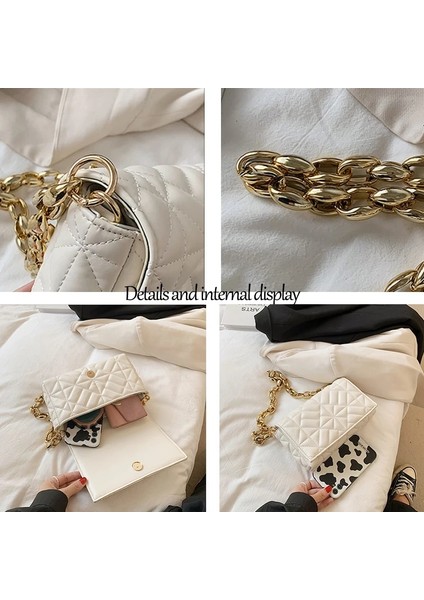 Küçük Beyaz Stil 22CMX13CMX6CM Tasarımcı Ed Düz Renk Kalın Zincir Wome Için Kapitone Omuz Çantaları Yeni Moda Çantalar ve Çanta Debriyaj Flap Tote (Yurt Dışından) indirimleri