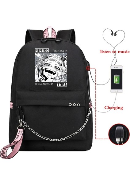 PK-HIMIKO23H Stili My Hero Academia Himiko Toga Laptop Sırt Çantaları Japonya Anime Okul Çantası My Hero Academia Anime Sırt Çantaları Okul Gençler Kızlar Için (Yurt Dışından)