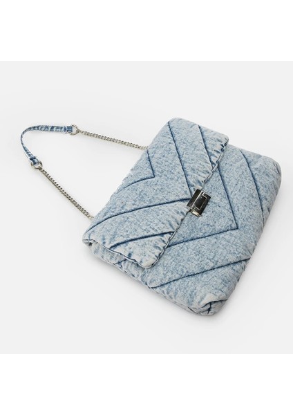 Beyaz-Pu Tarzı Denim Kadın Çantası Kapitone Kadın Çanta Katı Moda Kadın Omuz Çantası Metal Zincir Bayan Kılıfları Wome Için Flap Bayan Çantaları (Yurt Dışından) modelleri