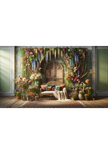 Doğal Çiçekli Bahçe Arkaplan 200 x 150 cm Fon Duvar Örtüsü
