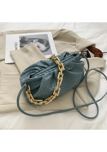 Mavi Stil Bulut Koltukaltı Kadın Zincir Çanta Örgü Kesesi Lüks Debriyaj Bayanlar Omuz Sa Tasarımcı Çanta Deri Messenger Çanta Bolso (Yurt Dışından)