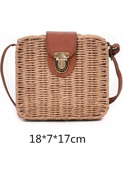 No.9 Tarzı Gusure Vintage El Yapımı Crossbody Kadın Çantası Yuvarlak Plaj Daire Kamış Örgü Çanta Küçük Omuz Çantaları Bohem Çanta Seyahat Stilleri (Yurt Dışından)