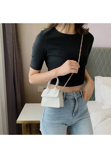 1 Adet Tarzı Lüks Tasarımcı Mini Çanta Kadınlar Kızlar Için Düz Renk Küçük Kare Crossbody Çanta Akşam Partisi El Çantası Çanta Kadın Deri (Yurt Dışından)