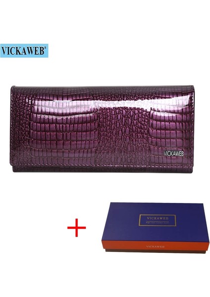 Menekşe ve Kutu Stili Ücretsiz Hediye Manyetik Çile Cüzdan Kadın Hakiki Deri Bozuk Para Cüzdanı Bayanlar Uzun Moda Cüzdan Kadın Çantalar Kart Tutma Para Çantası (Yurt Dışından)