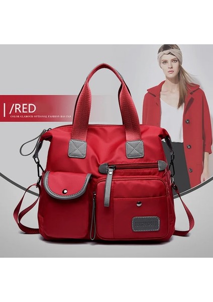 Kırmızı Stil Büyük Kapasiteli Kadınlar Su Geçirmez Rahat Bez Spor Seyahat Çantası Unisex Açık Çanta Cep Omuz Çantaları Kadın Gmy Packbag (Yurt Dışından)